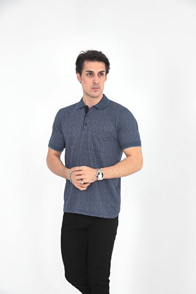 KMKkombin Μπλουζάκι Dad Polo με ριγέ γιακά με 3 κουμπιά