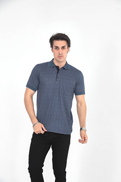 KMKkombin Μπλουζάκι Dad Polo με ριγέ γιακά με 3 κουμπιά