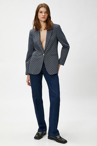 Koton Women Ayşegül Afacan X - Single Button Jacquard Jacket 3sak50151uw