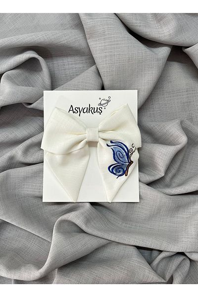 asyakuş فراشة مطرزة القوس مشبك تلقائي