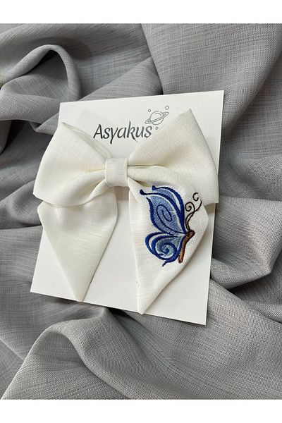 asyakuş فراشة مطرزة القوس مشبك تلقائي