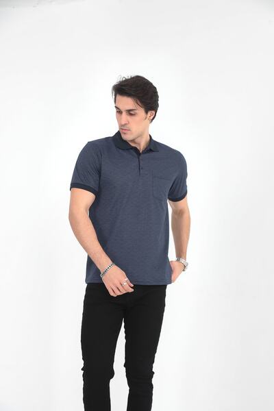 KMKkombin Μπλουζάκι Dad Polo με στρογγυλή γραμμή με μοτίβο με 3 κουμπιά στο πέτο