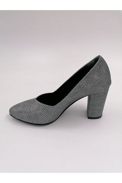 SOLMAZ Damlaplatin Glitter Thick Heel Stiletto