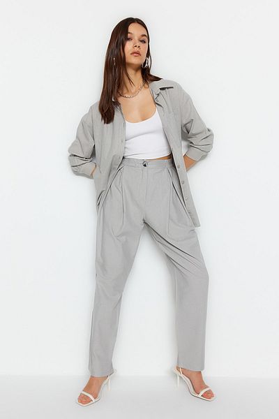 Trendyol Collection Stone Woven High Waist Trousers TWOSS23PL00208
