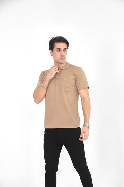 KMKkombin Μπλουζάκι Dad μεγάλου μεγέθους μονόχρωμο πόλο λαιμόκοψη με τσέπες