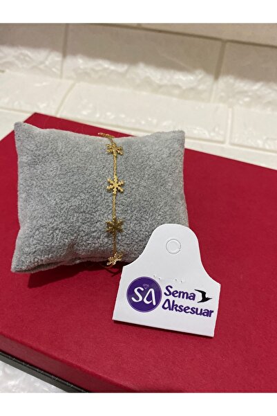 sema aksesuar سوار نسائي موديل ندفة الثلج باللون الذهبي