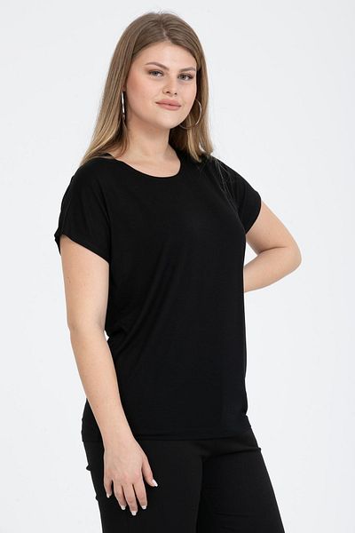 Nelly Plus Size Pool Collar Black Blouse