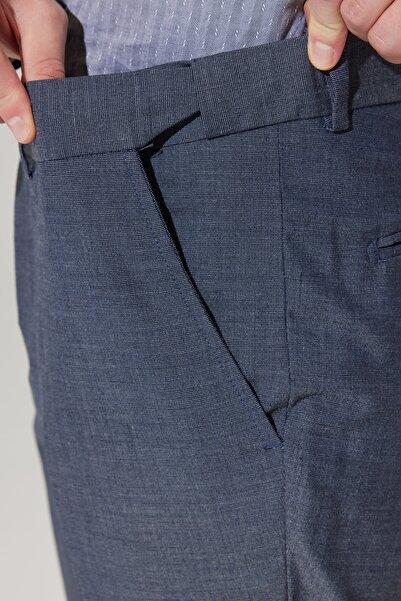 ALTINYILDIZ CLASSICS Ανδρικό μπλε Navy Slim Fit στενό μοτίβο ελαστικό παντελόνι μέσης εύκαμπτο