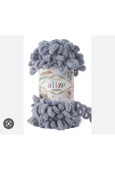 platin hediyelik Alize (5 Pieces) Puffy 428 Medium Gray Hand Knitted Threads Slippers Blanket Thread Scarf Cardigan Mop Yarn