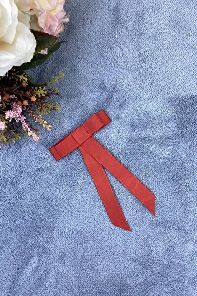 Genel Markalar Kırmızı Grogren Kadın Broş Yaka Aksesuarı Yaka Kurdelesi Kıyaf...