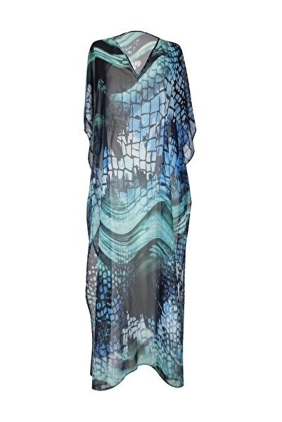 MANOTRES Aqua Chiffon Beach Dress
