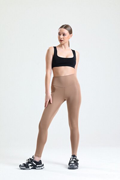 THIFF GYMWEAR الكرمل ارتفاع الخصر نسيج الغوص الرياضة الجوارب اليومية