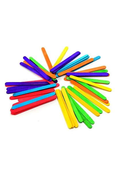 Arthobi Geniş Renkli Ahşap Çubuk 50 Li