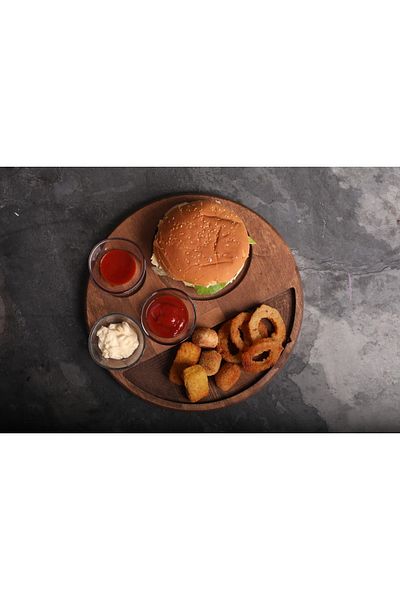 SAMMWOOD Wooden Hamburger Presentation Plate
