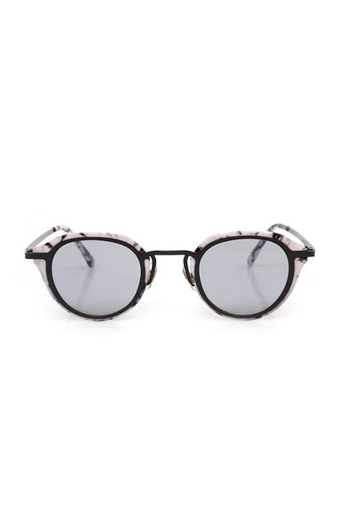TomyHelf Uv400 Protected Patterned Frame Black Glass Oval Women's Sunglasses