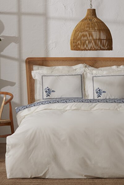 Karaca Home Σετ Παπλωματοθήκης Lima 100% Βαμβακερό, Διπλό, Κεντημένο, Λευκό