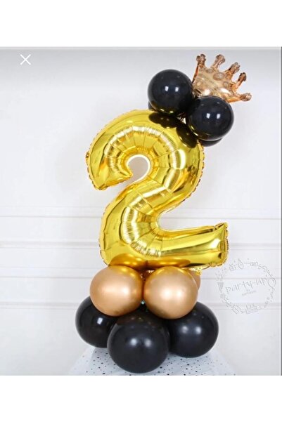 MFM مجموعة بالونات من رقائق معدنية على شكل تاج الملك الذهبي للأطفال بعمر عامين