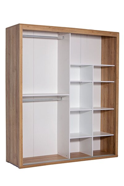 Modalife Tuana 180 Cm Sürgülü Gardırop - Ceviz&beyaz