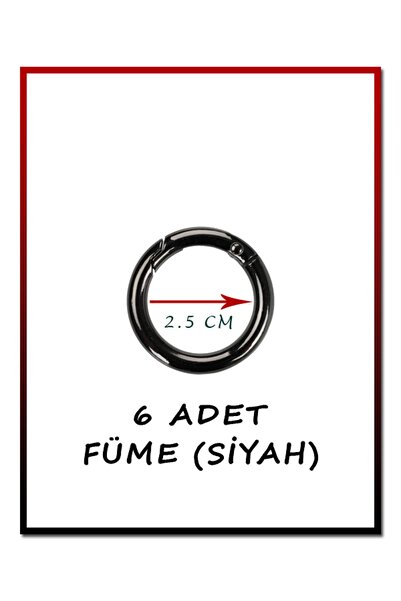 Generic Brand Set de 6 inele negre cu arc retractabil