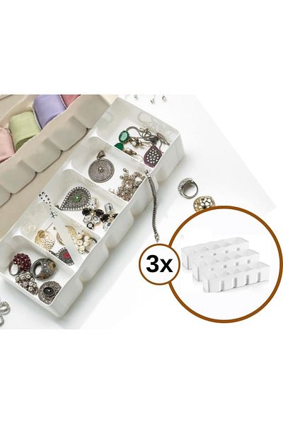Flosoft 5 Compartment Drawer Organizer, Jewelry Makeup Socks Tie Organizer Set of 3 Wide