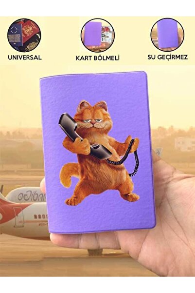Cekuonline Garfield Purple Vinlex Passport Cover Case Compatible with All Country Passports