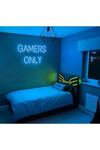 dekoraven Gamers Only Gamer Neon Oyuncu Odası Dekor Neon Tabela(80x40cm)