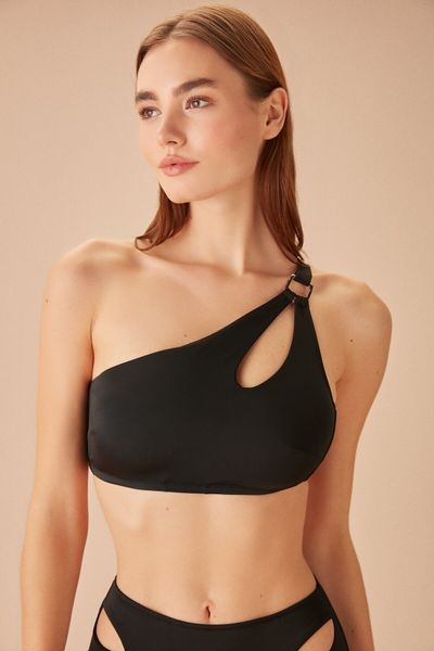 Suwen One Shoulder Accessory Bralette Bikini Top - Trendyol