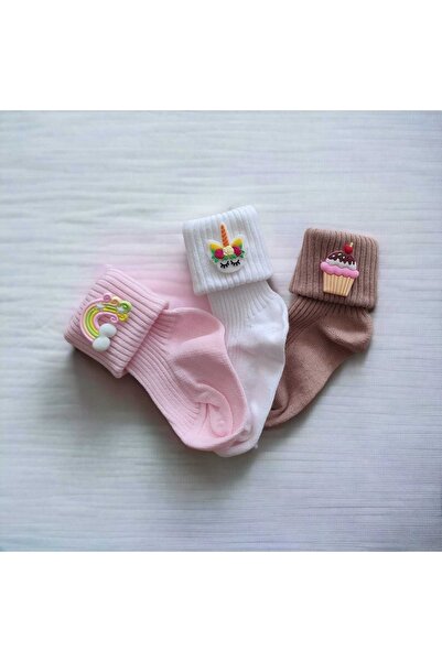 BEBEĞİME ÇORAP Чорапи Дерби с фигурки, комплект от 3 броя за бебе момиче - Мо...