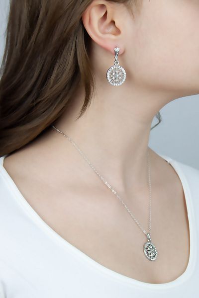 Pridza Zircon Stoned Elegant Evening Dress Set