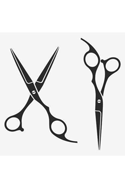 EYBA STİCKER Kuaför Makas 2 Adet Işyeri Cam Sticker Güzel Kadın Makas Kesim S...