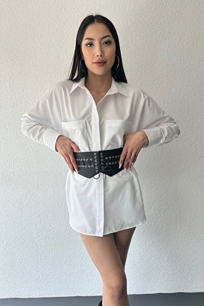 LİA KEMER Kadın Lastikli Korse Bağcıklı Gümüş Aksesuarlı Elastik Kemer Elbise...