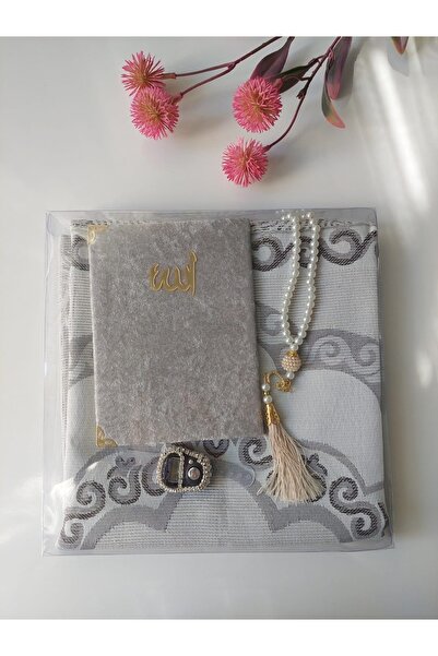 Pampas Accessories Gri Seccade Yasin’i Şerif Tesbih Zikirmatik Seti