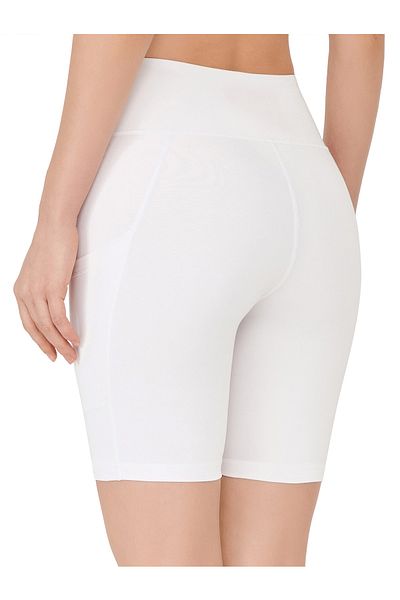 Los Ojos Women's White High Waist Compressor Double Pocket Biker Shorts Short Sports Tights