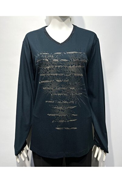 Lanze Μπλούζα από χτενισμένο βαμβάκι με στρας και στάμπα