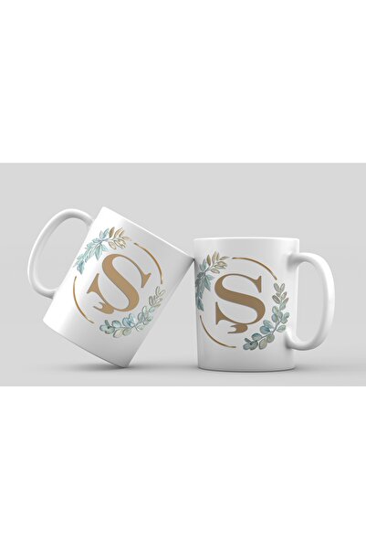 PRINT it حرف S - كوب بورسلين مطبوع بتصميم مؤطر