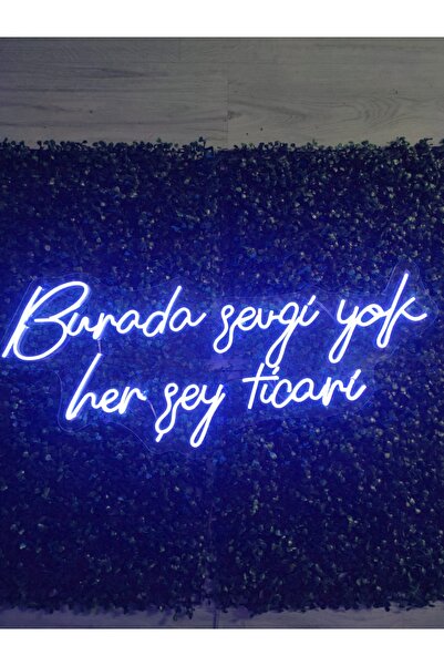 dekoraven Burada Sevgi Yok Herşey Ticari Neon Yazı Led Tabela Duvar Dekoru(80...