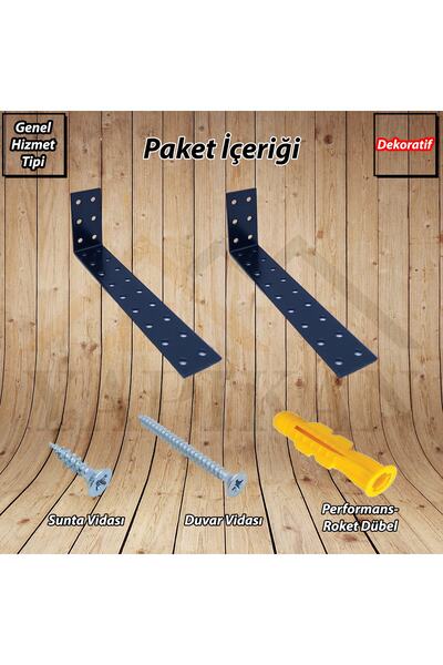 Yapıkan Siyah Deprem Güvenliği Dolap Sabitleme Aparatı Seti 30x60x180mm - L Demir Gönye Köşe Birleştirme