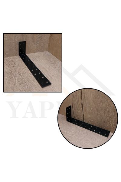 Yapıkan Siyah Deprem Güvenliği Dolap Sabitleme Aparatı Seti 30x60x180mm - L Demir Gönye Köşe Birleştirme