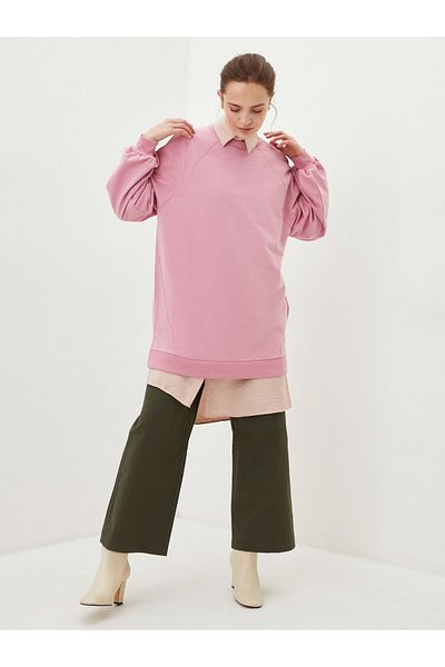 LC Waikiki Crew Neck Sima, hosszú ujjú Oversize női pulóver tunika
