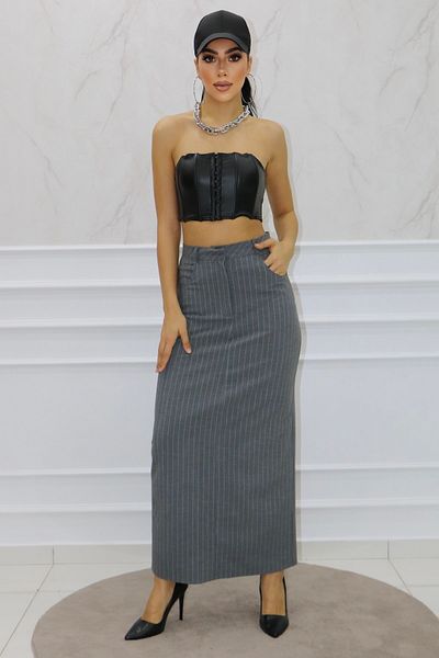 Matik Abiyem Poly Viscose Design Slit Pencil Skirt