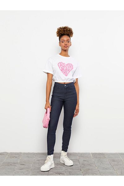 LC Waikiki Damen-Jeanshose mit hoher Taille und schmaler Passform