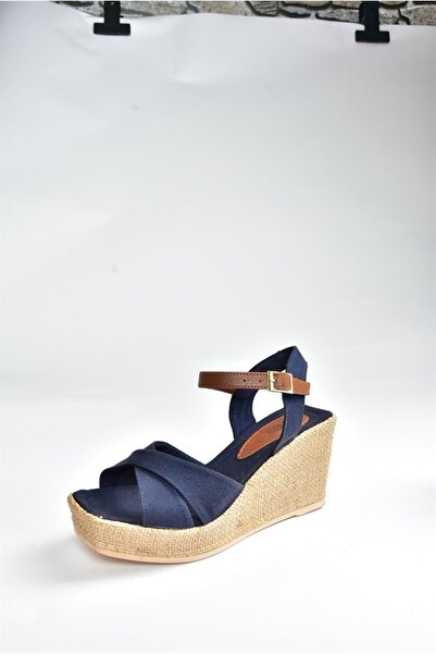 Fox Shoes Γυναικεία παπούτσια με τακούνι από λινό Navy Blue