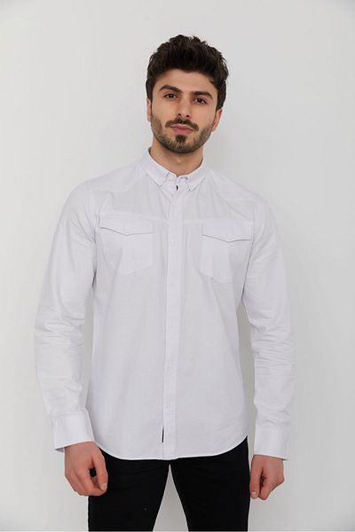 Cazador Jazz 2042 Gabardine υφασμάτινο ανδρικό μακρυμάνικο πουκάμισο με διπλή τσέπη