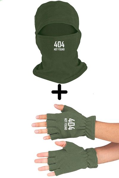 herotasarım Fleece Balaclava - 404 Not Found, Σετ κομμένα γάντια Bll3510