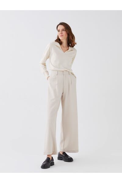 LC Waikiki Polo Yaka Düz Uzun Kollu Kadın Triko Kazak