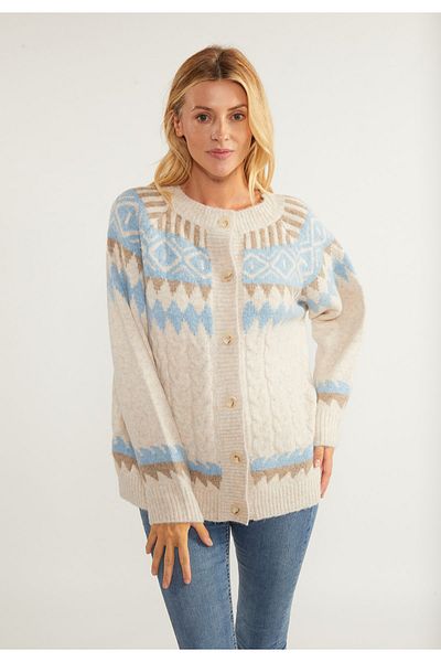 USHA MAVIİ ETİKET Knöpfe lynnea ile Strickjacke