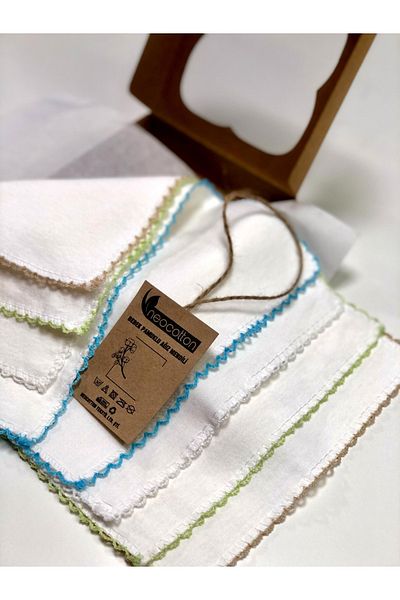 neocotton Șervețele pentru bebeluși 100% bumbac strat dublu brodat cu croșetat (4 bucăți 22x30 cm)