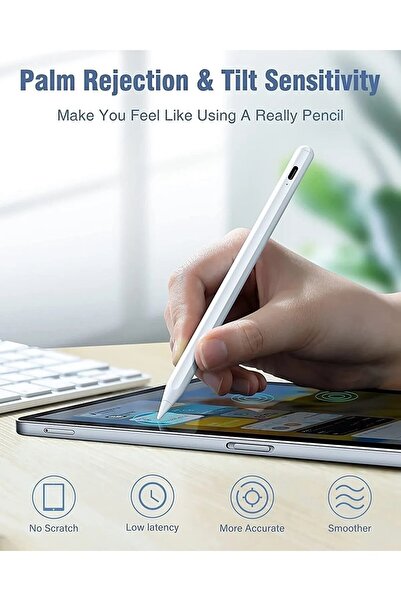 TEKNETSTORE Ipad Uyumlu Pen Palm Rejection Teknolojisi Dokunmatik Kalem Active Stylus Özel Yazı / Çizim Kalemi