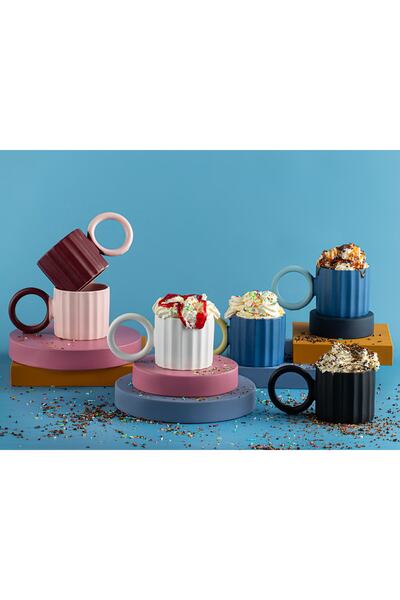 English Home Angled New Bone China Kupa 260 Ml Siyah