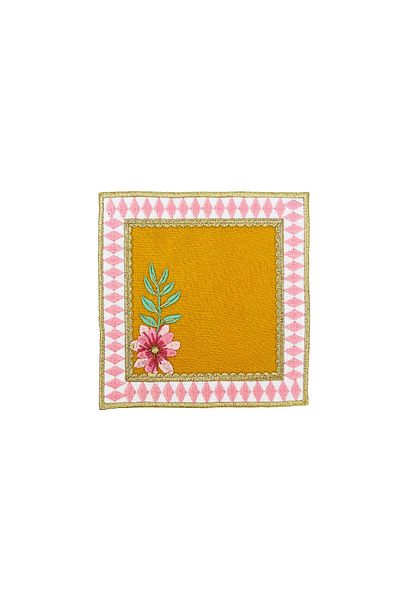 ge living Decorative La Majorelle Compatible Mustard Cocktail Napkin (2 Pieces)